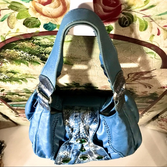 CHI By CARLOS FALCHI Lamb & Snakeskin Studded Bag - Picture 7 of 16